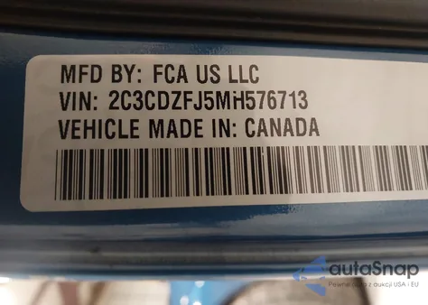 2021 Dodge Challenger R/T Scat Pack Widebody z USA, uszkodzony, nr VIN 2C3CDZFJ5MH576713